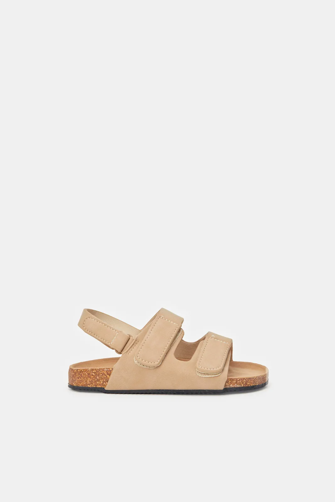 Boys Beige Cork Velcro Sandals