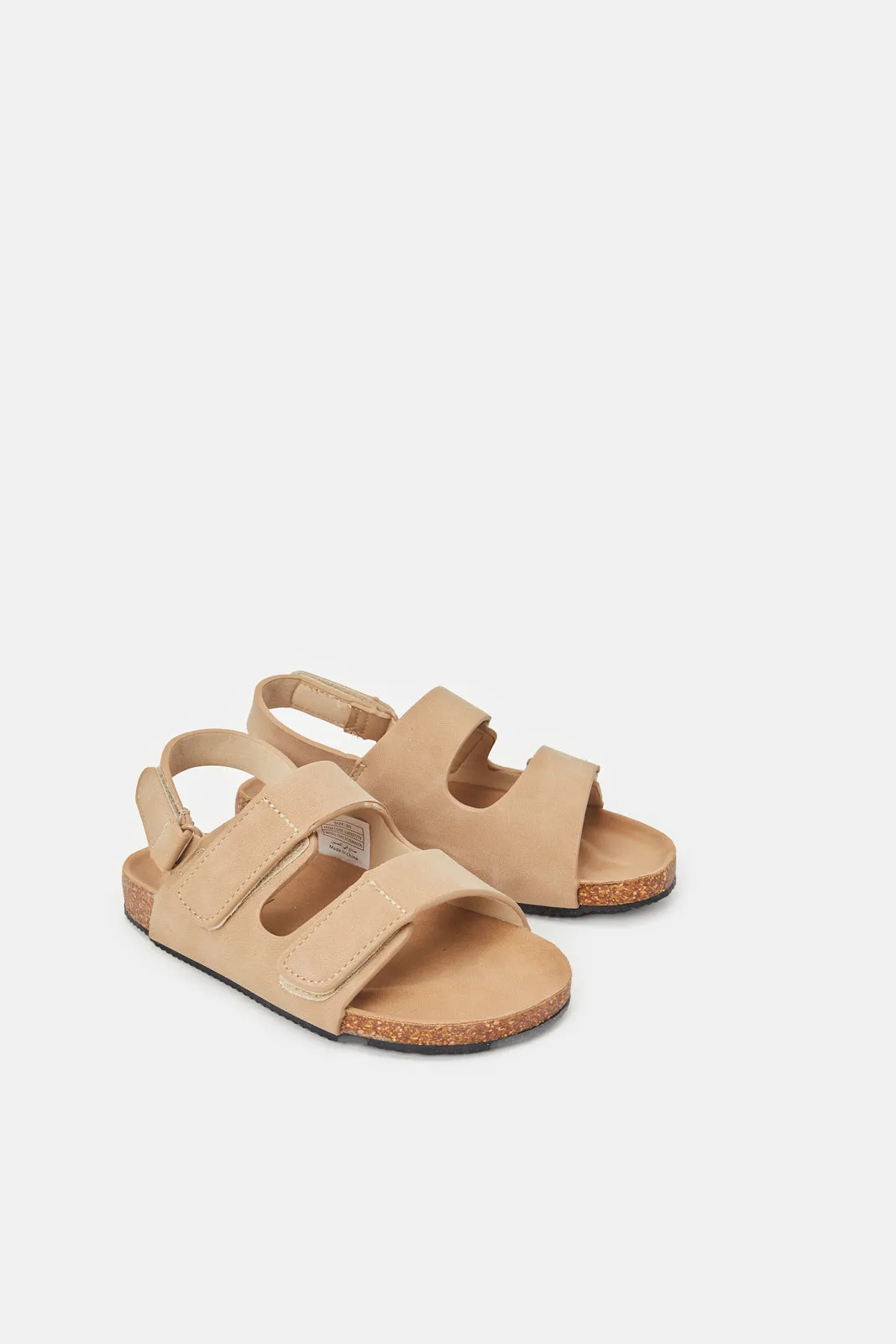 Boys Beige Cork Velcro Sandals