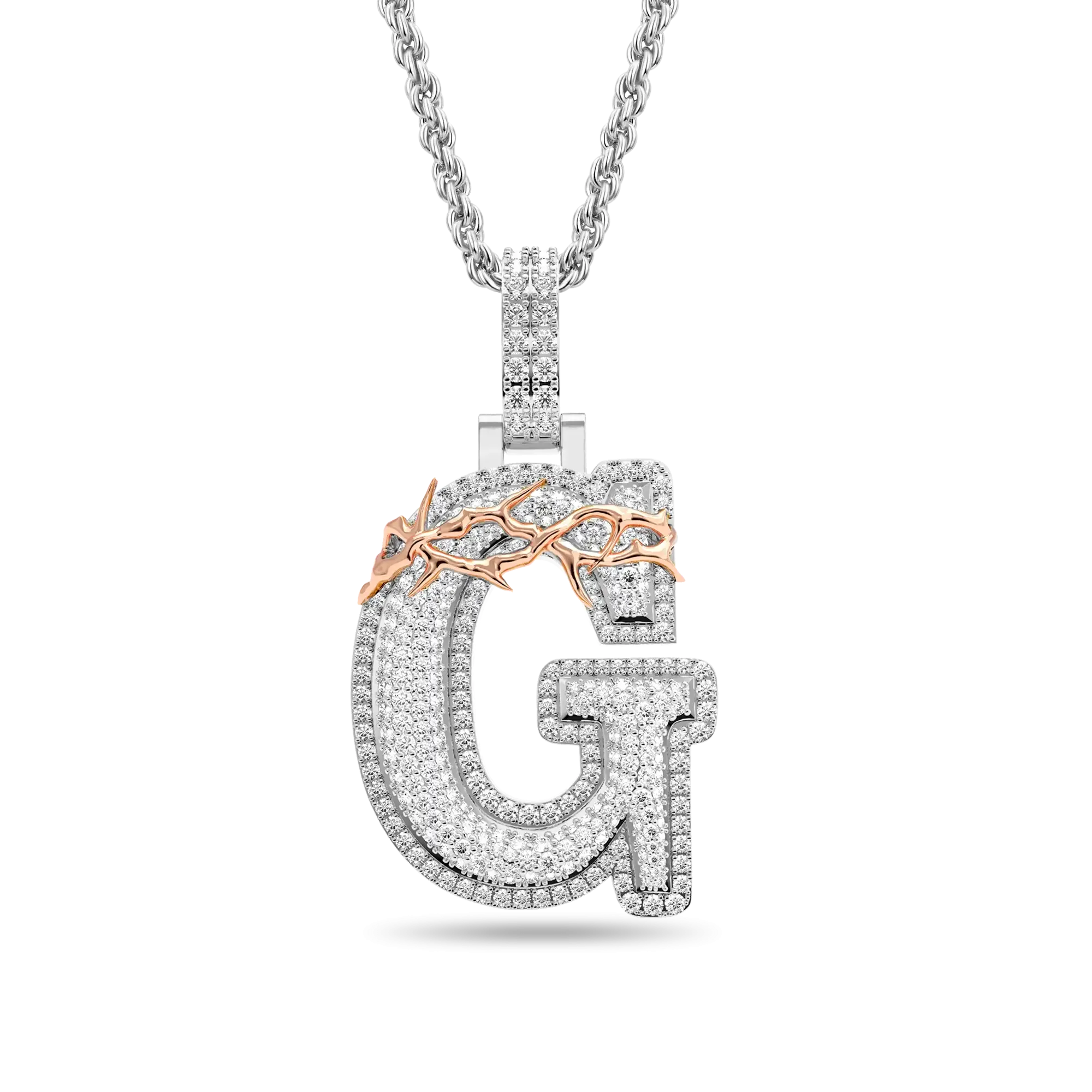 Custom Crown of Thorns Initial Letter Pendant