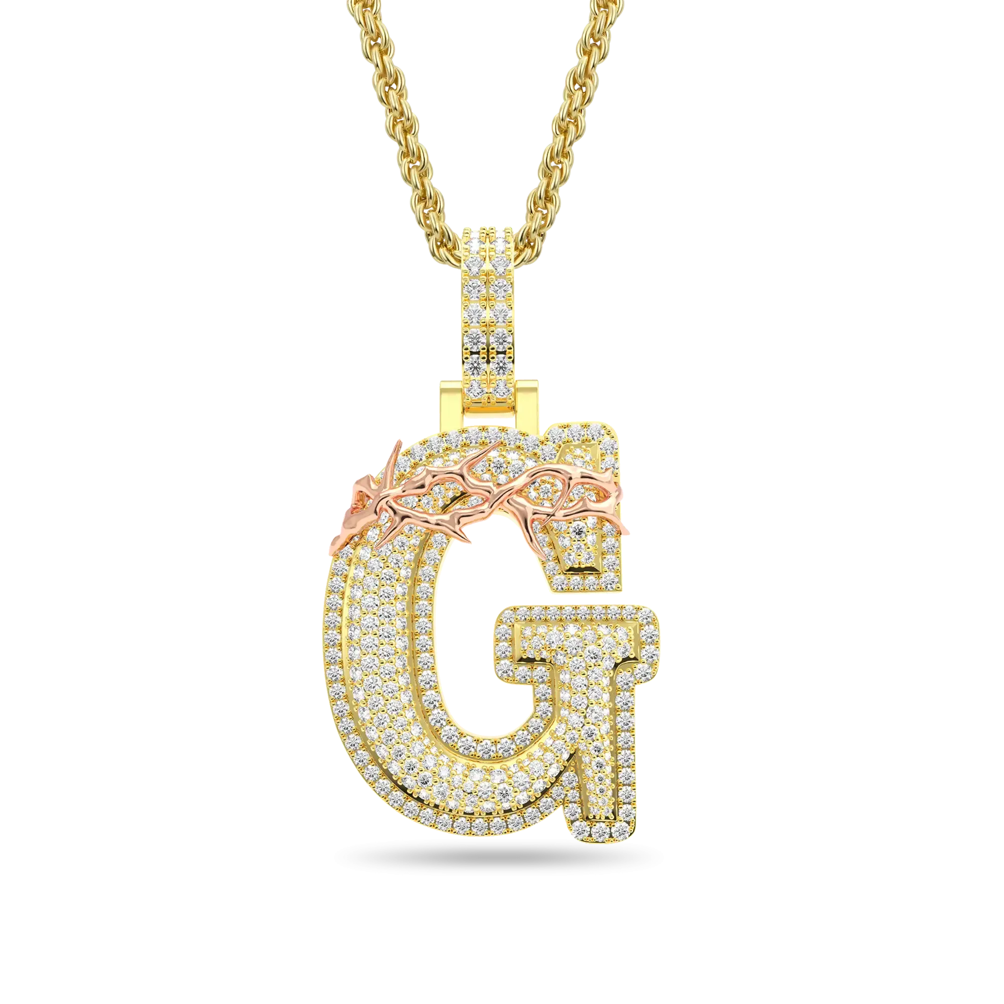 Custom Crown of Thorns Initial Letter Pendant