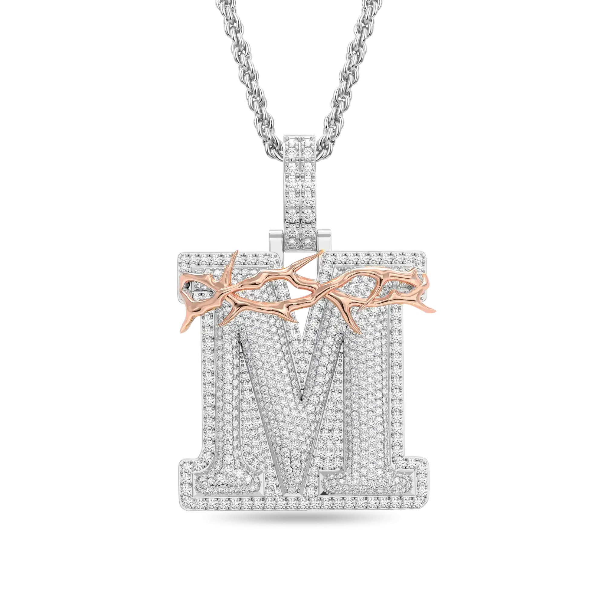 Custom Crown of Thorns Initial Letter Pendant