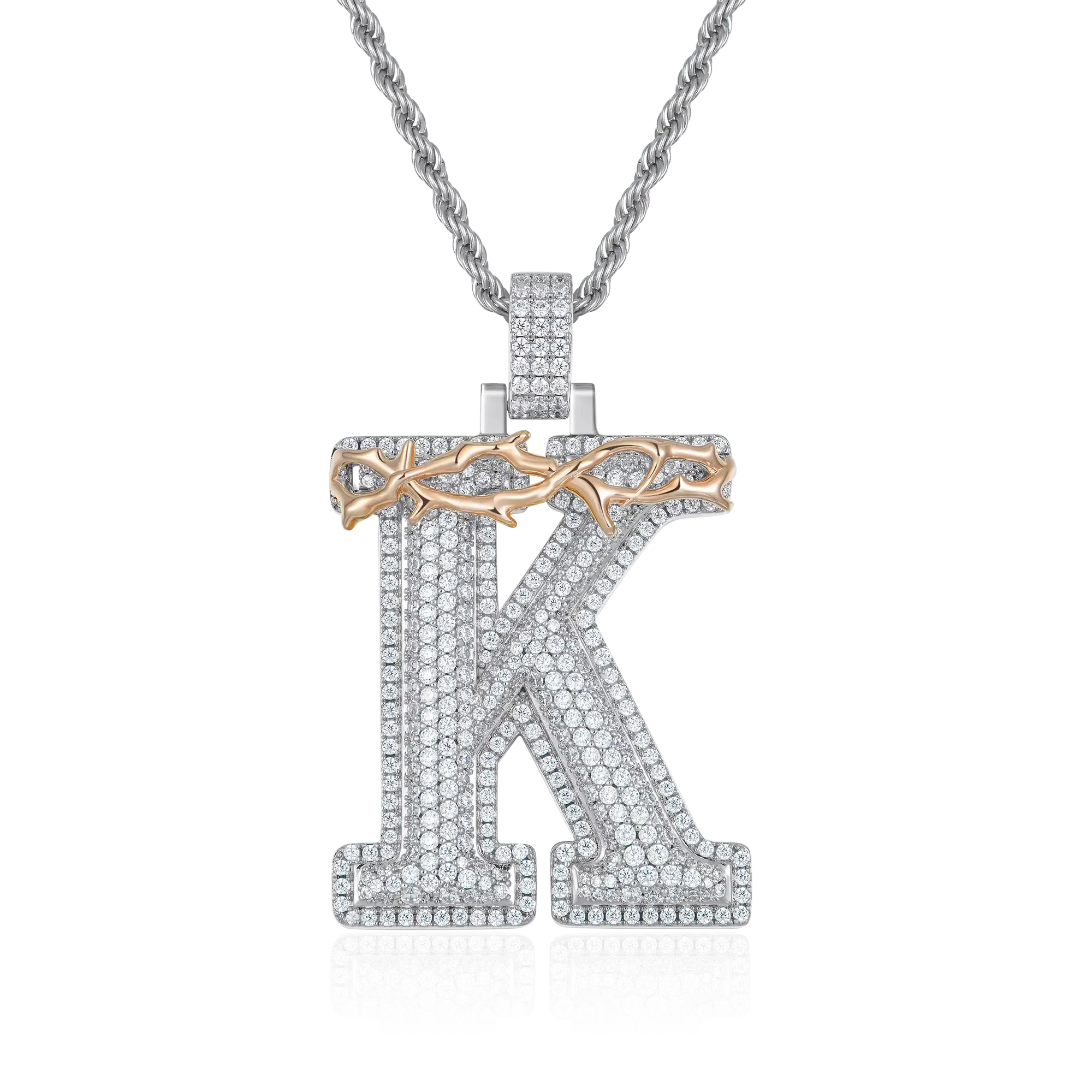 Custom Crown of Thorns Initial Letter Pendant