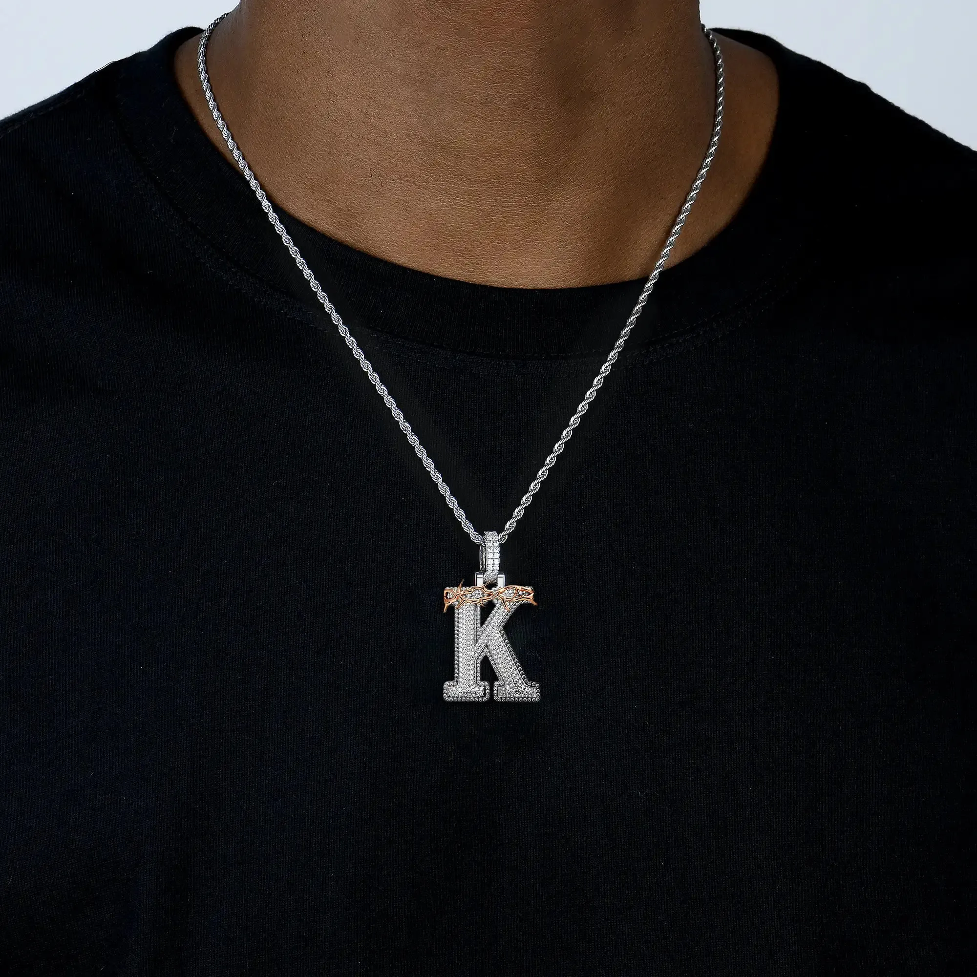 Custom Crown of Thorns Initial Letter Pendant