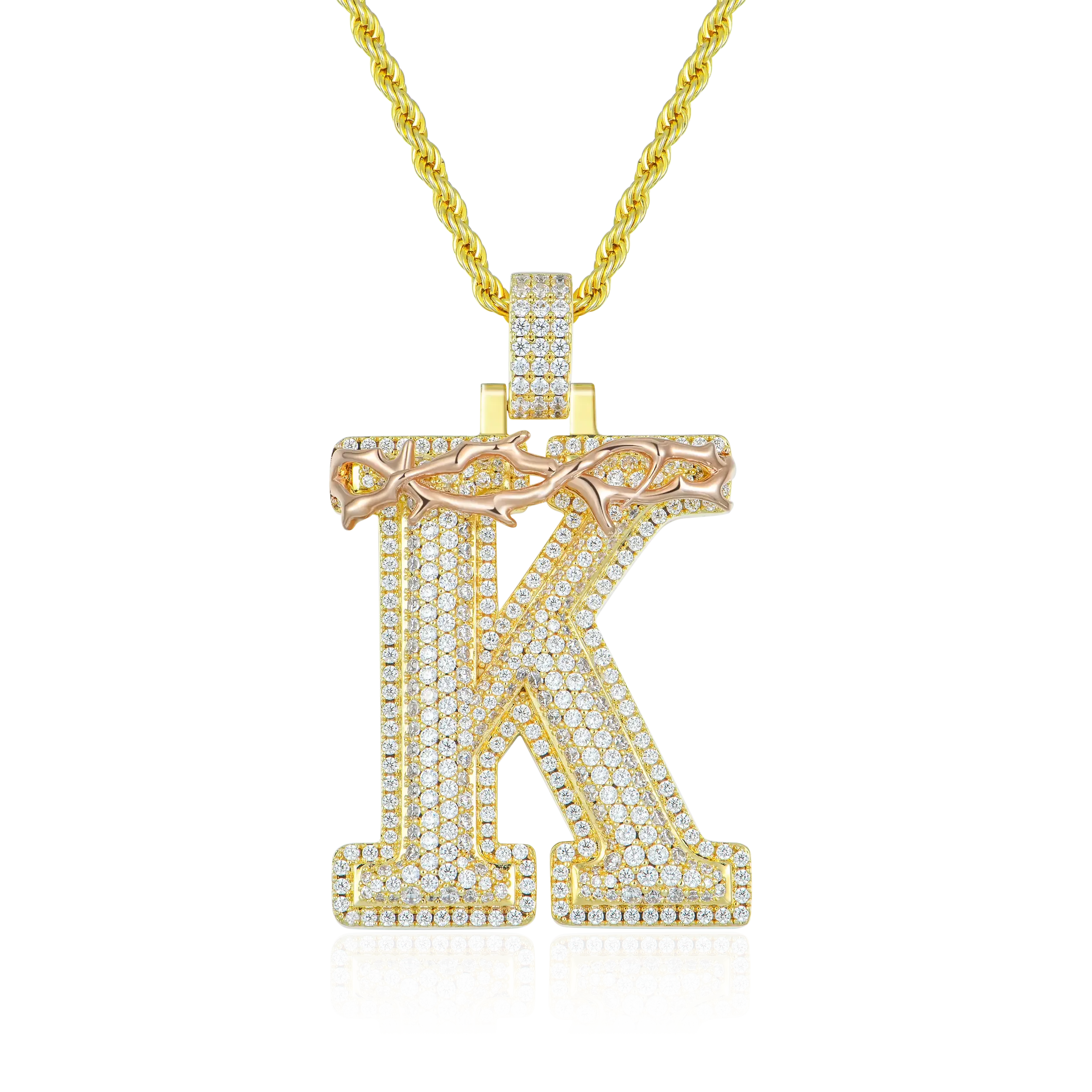 Custom Crown of Thorns Initial Letter Pendant