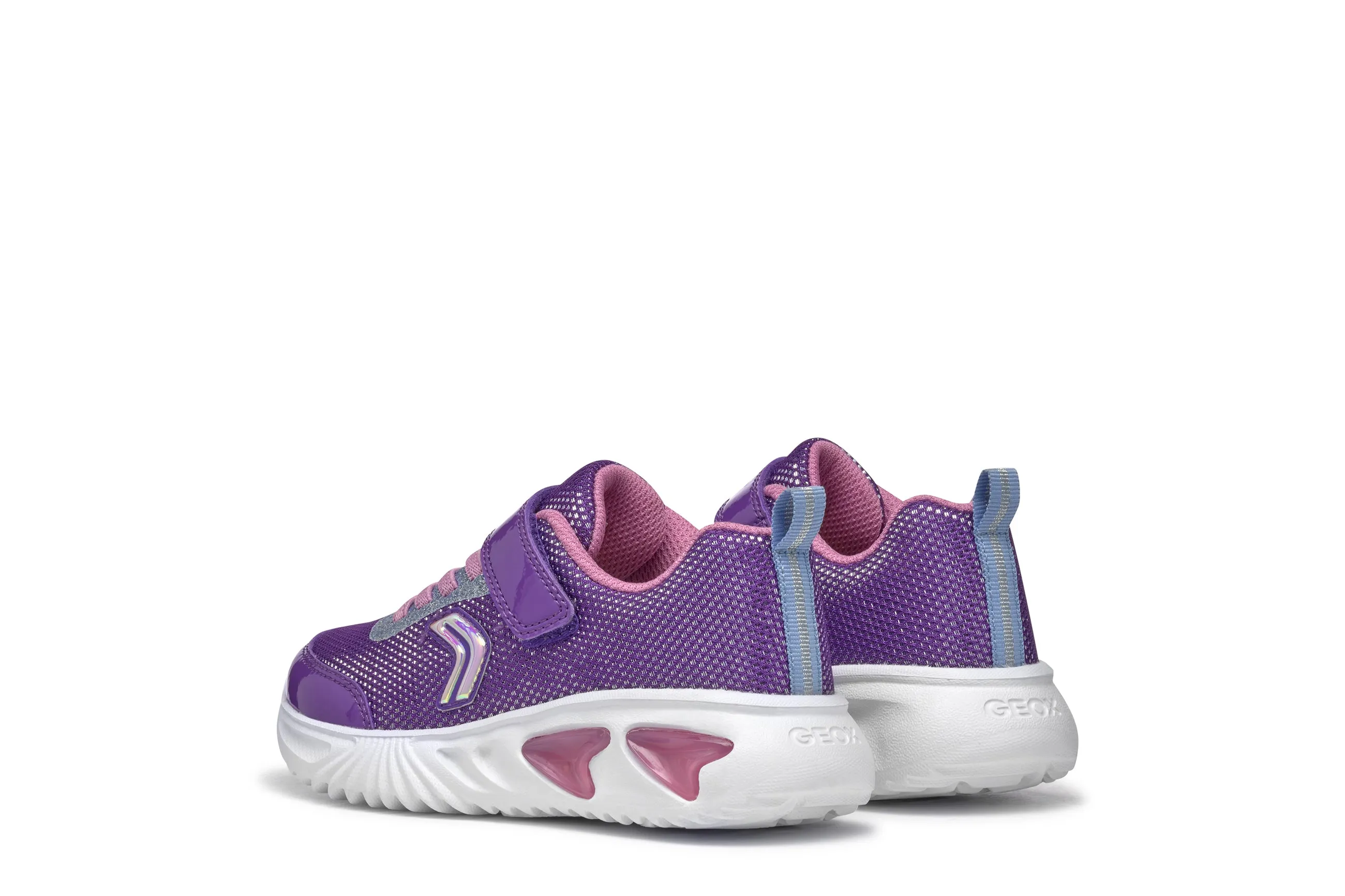 Geox Assister Girls Violet Dark Pink Lights Trainer