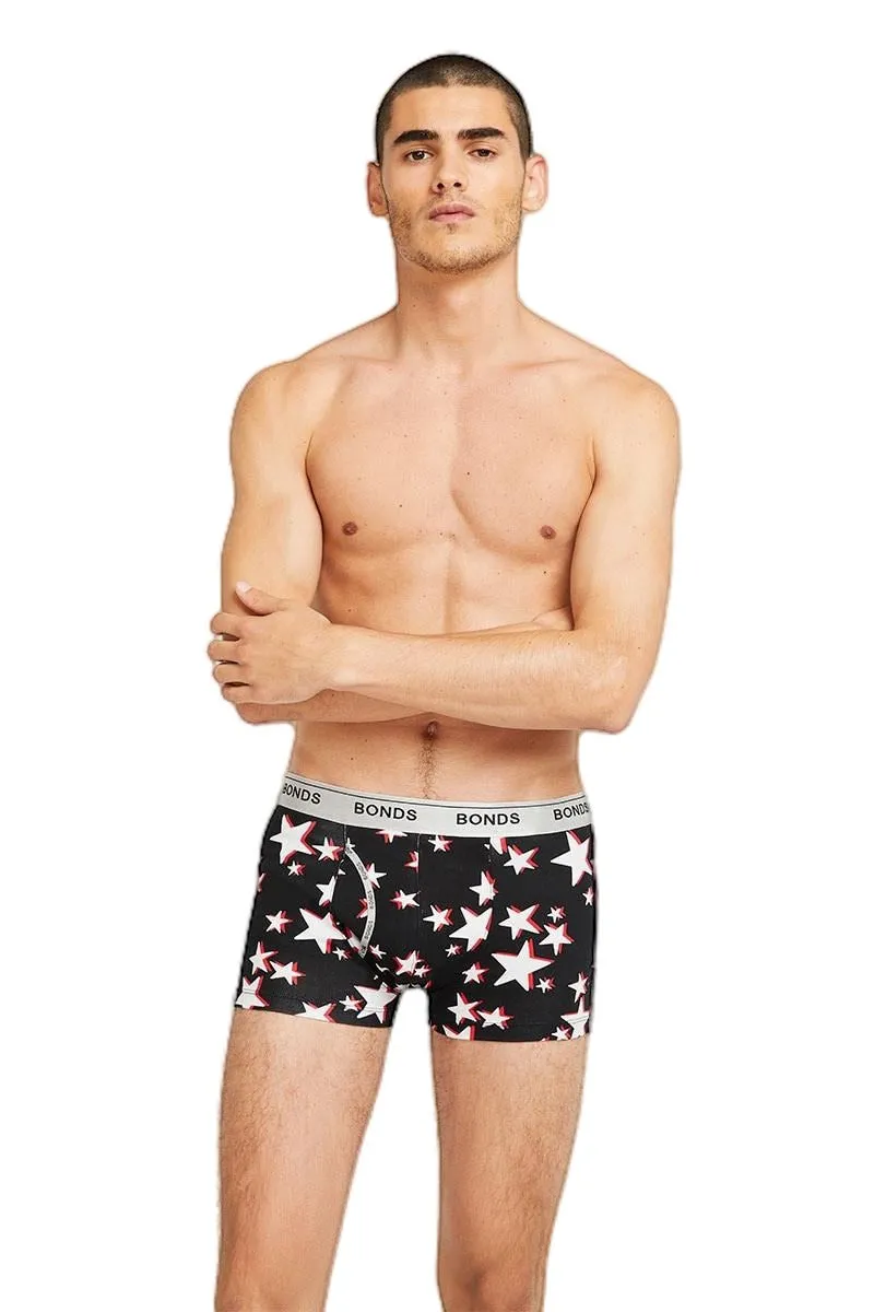 Mens Bonds Guyfront Trunks Underwear Universal Star Black
