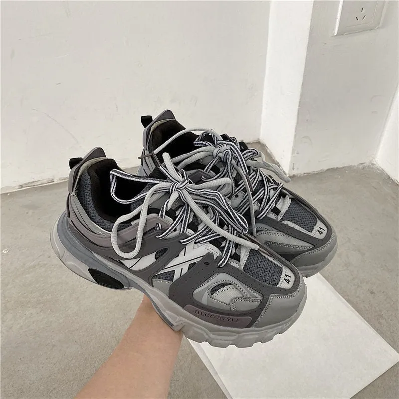 Stylish Mesh Breathable Point Head Sneakers, Cross Strap Lace Up Unisex Athletic Sport Running Shoes, Sneakers for Men & Women