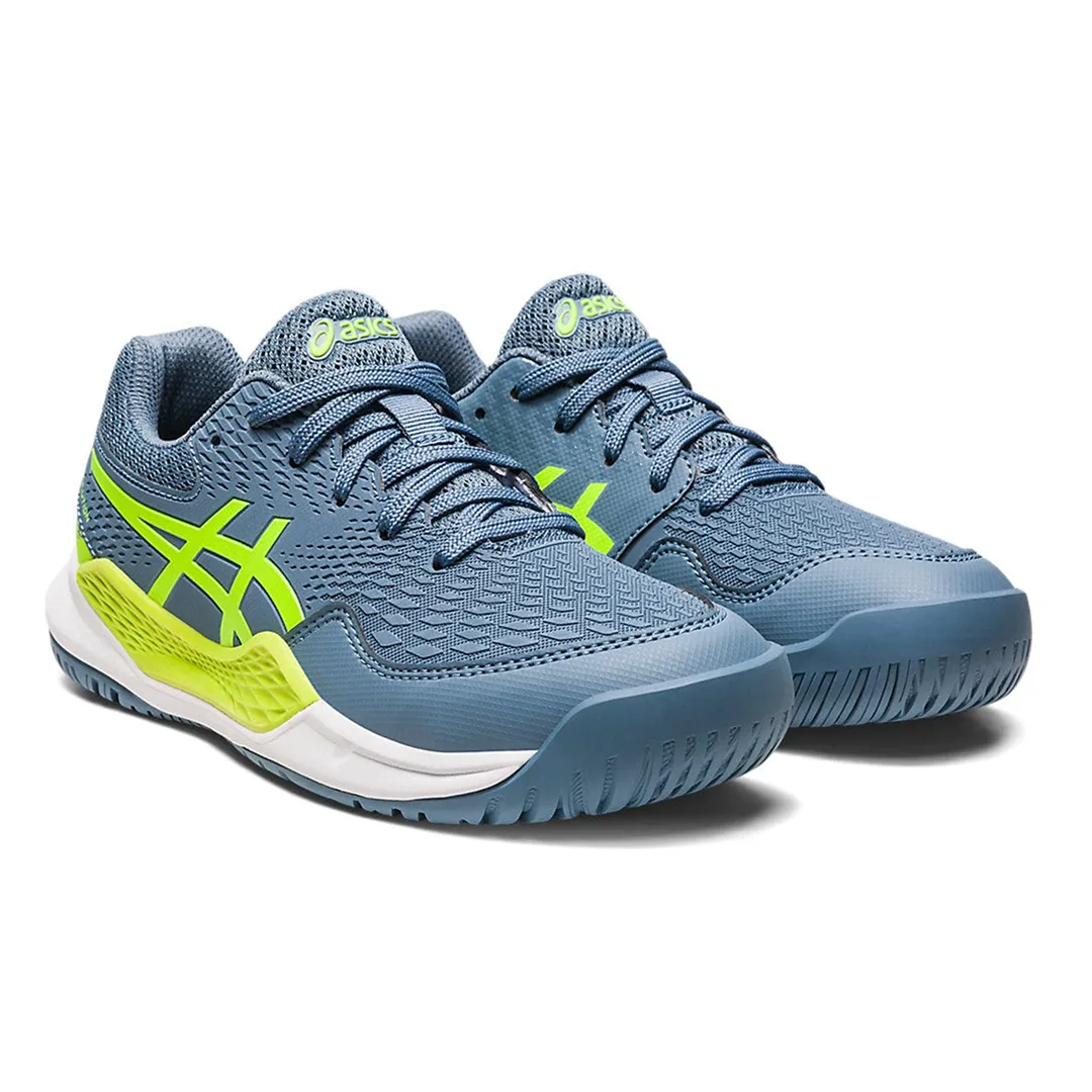 Tennis Shoe Kids Asics GEL RESOLUTION 9 GS Steel Blue/Hazard Green