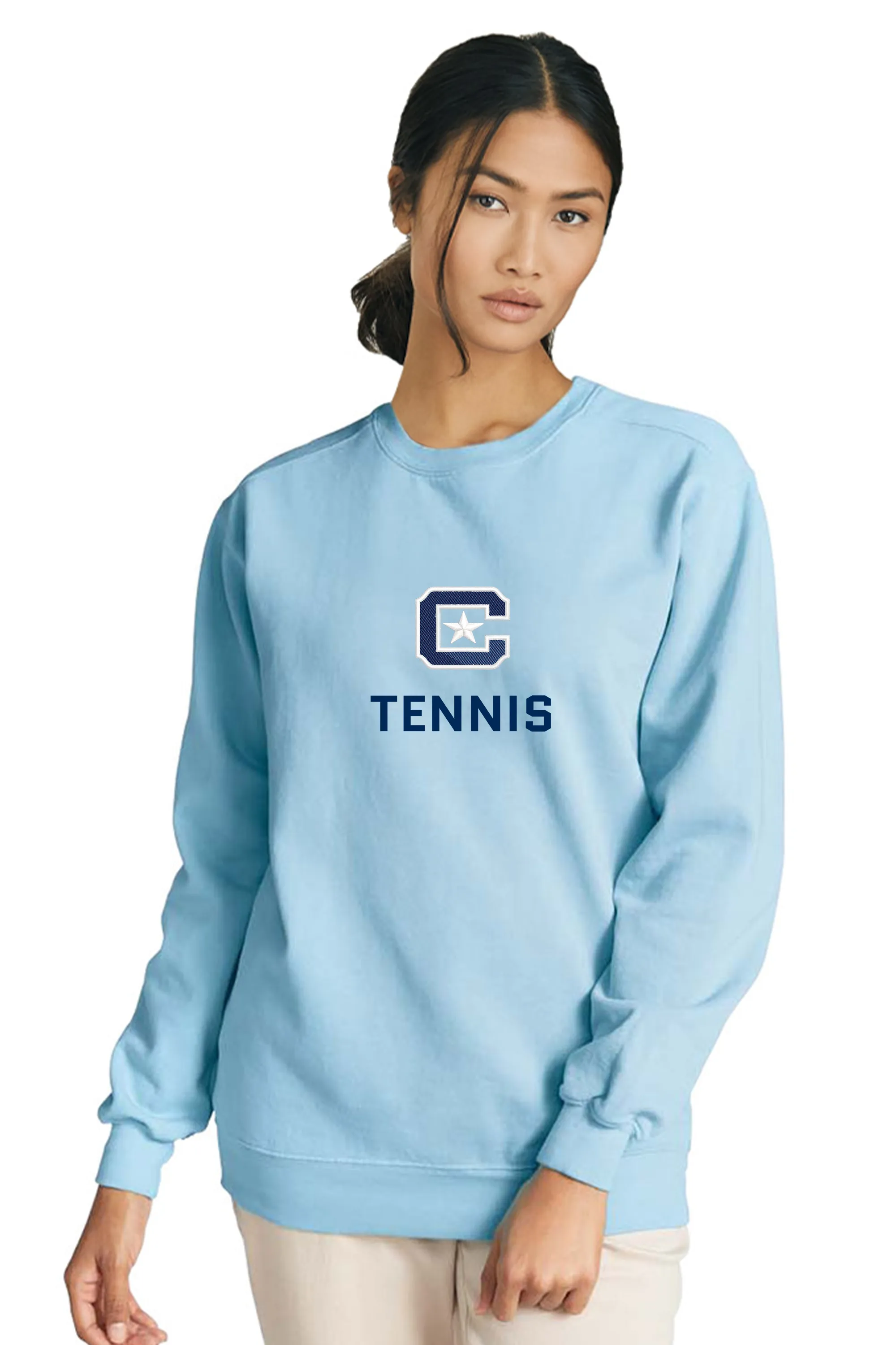 The Citadel Block C Sports, Tennis, Embroidered Unisex Comfort Colors ® Ring Spun Crewneck Sweatshirt