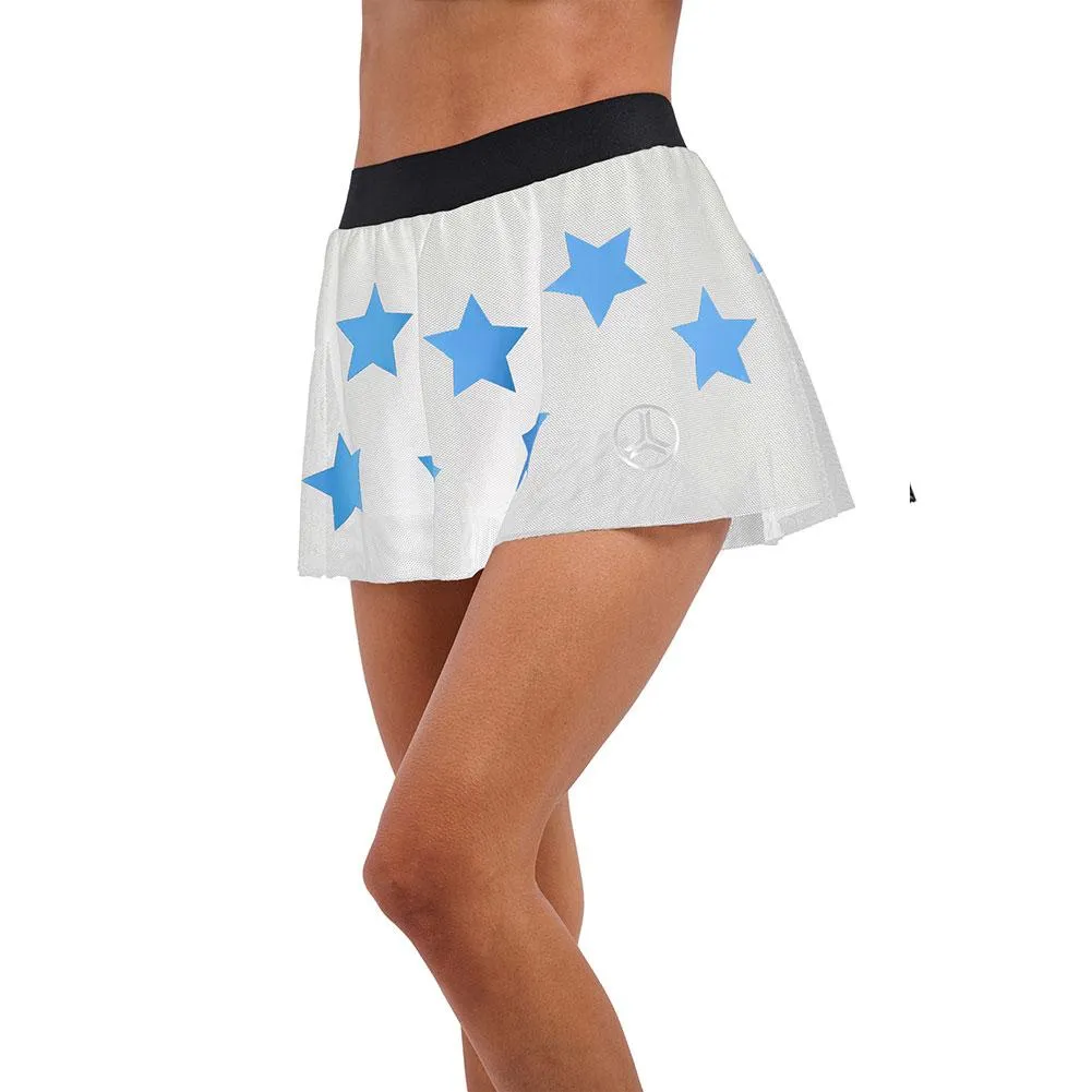 Women`s Speed KO Mesh Flounce Tennis Skort White and Turq