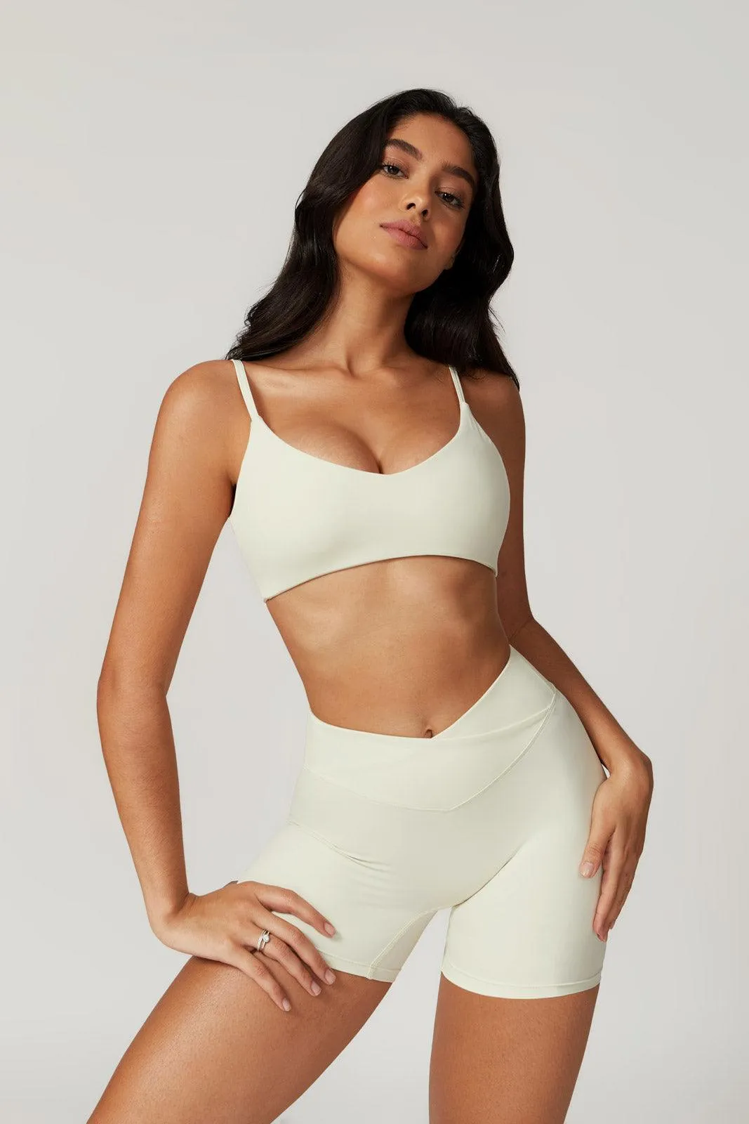 Zoe Sports Bra & Shorts Set - Cream